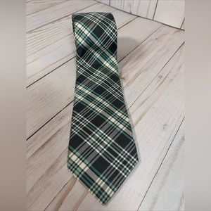 Original PENGUIN 3" Wide Skinny Tie - Gray/White Plaid Print 100% Silk 58” Long